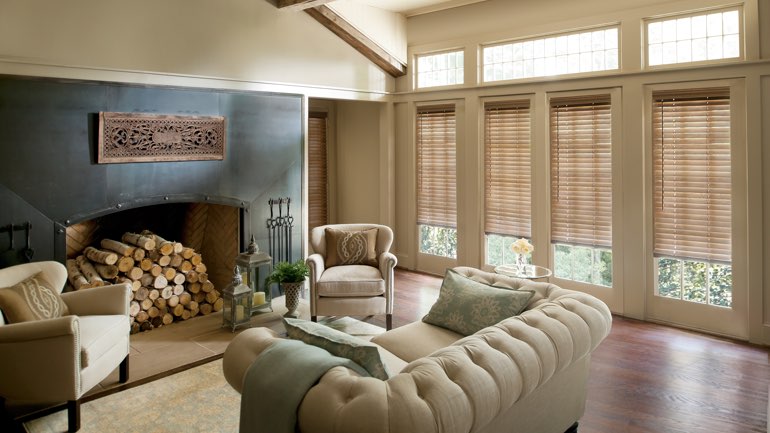 Atlanta fireplace with blinds